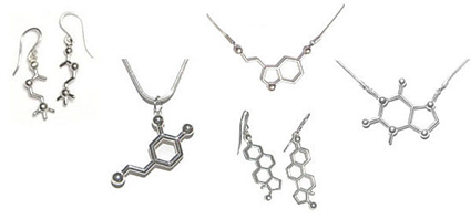 Bijoux acetylcholine, dopamine, serotonine, oestrogne et caffine