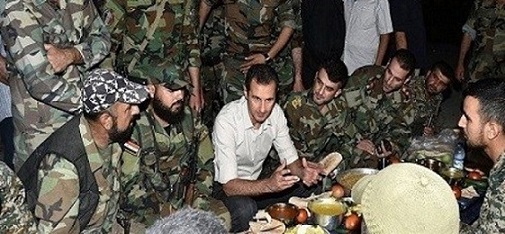 Le Président Bachar Al-Assad avec ses militaires