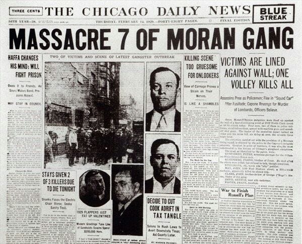 Today in History, February 14, 1929: Gangster Al Capone's enemies gunned  down in 'St. Valentine's Day Massacre'