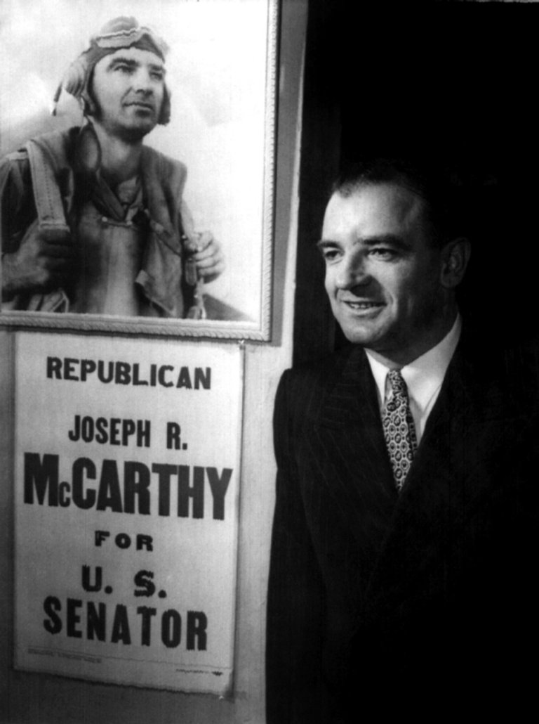 Joseph Mccarthy After He Defeated Incumbent Senator Robert Lafollette Jr.  In The Wisconsin Republican Primary Election History - Item #  VAREVCPBDJOMCCS007 - Posterazzi