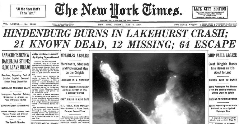 The New York Times Archives on X: "The Hindenburg Disaster took place on  this day in 1937. http://t.co/Cdo1lkcfXn http://t.co/QHYIWEgvuJ" / X