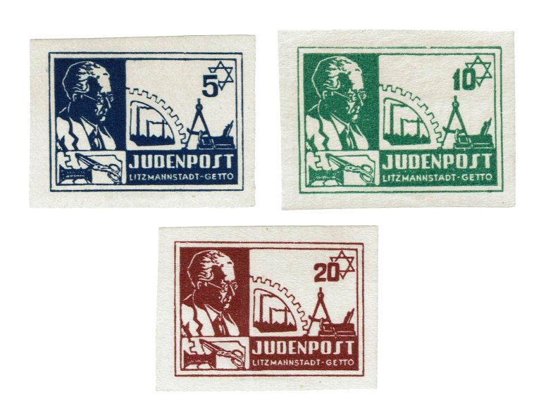 WW2 Concentration camp KL original items - Litzmannstadt ghetto - Stamps  from ghetto ! Very rare with stamp of authenticity philatelist expert L.  Schmutz !